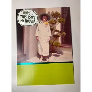 Recycled‎ Paper Old Lady & Green Strip on Bottom Happy Birthday Wishes Card